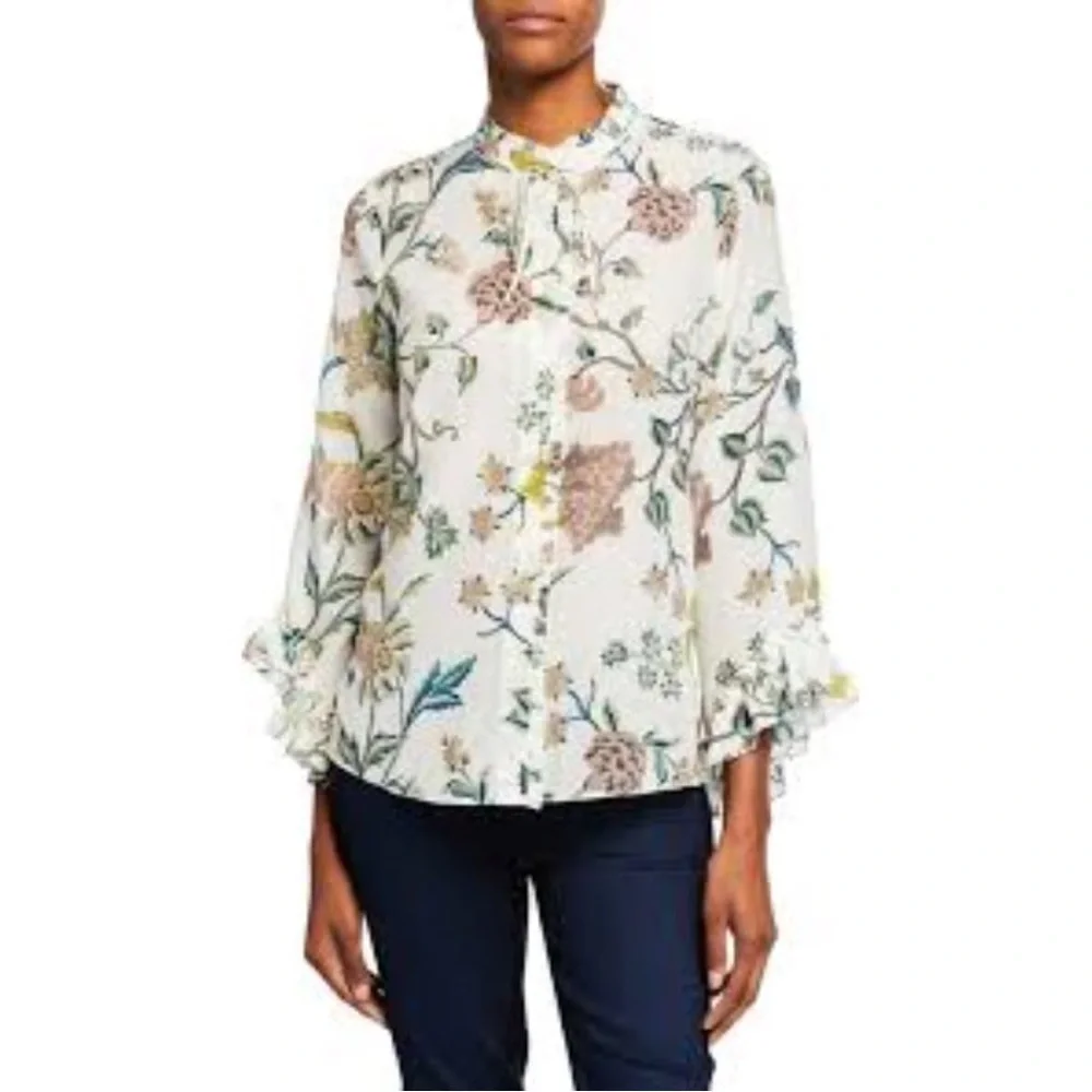 NWT $398. Kobi Halperin Gwenn Silk Floral Ruffle Blouse Size S - Picture 8 of 8